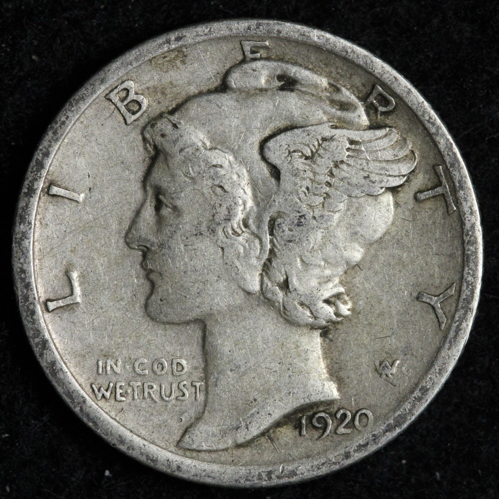 1920-S Mercury Silver Dime VF E302 UVW