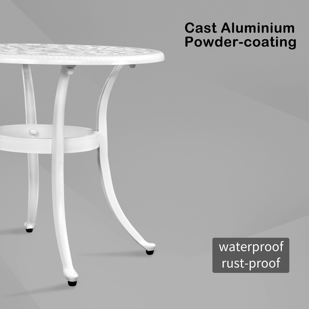 Phoenix Cast Aluminum Round Table Patio End Table Side Table Bar Table White