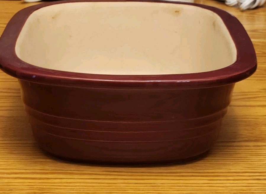 Pampered Chef Stoneware Rectangular Baker Dish 9 x 13 Cranberry Red Made in USA