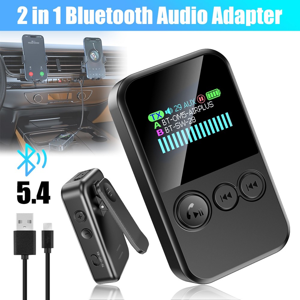 2 in 1 Wireless Bluetooth 5.4 Transmitter Receiver Adapter Audio 3.5mm Jack Aux