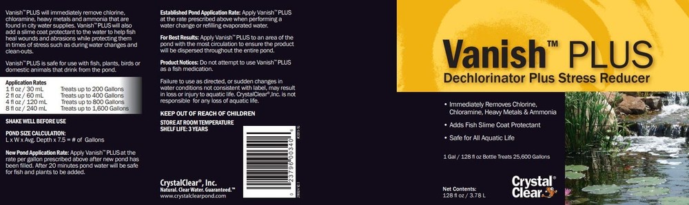CrystalClear Vanish Plus Liquid Dechlorinator - Dextoxifier Plus Stress Reducer