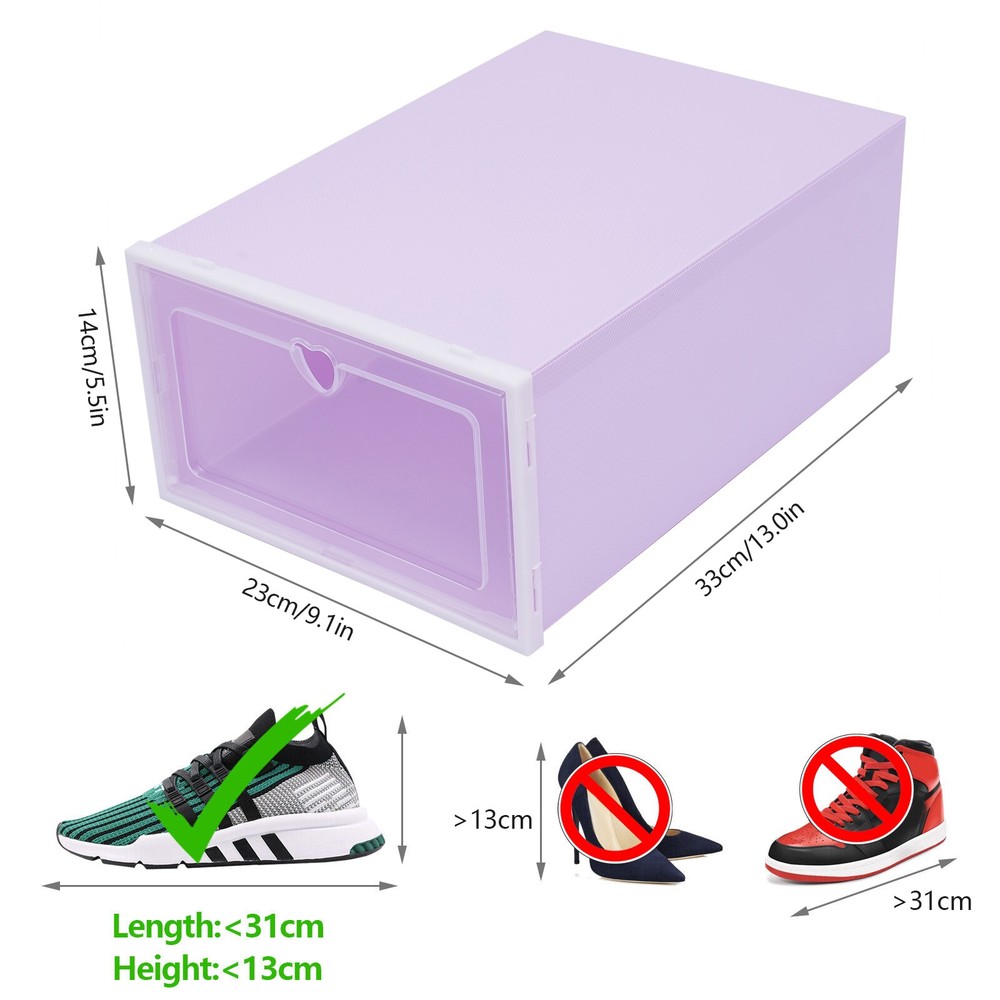 20 PCS Stackable Shoe Boxes, 33*23*14cm Shoe Storage Case, Shoe Organizer Boxes