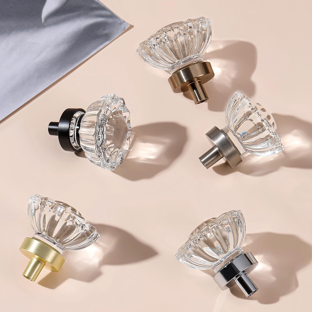 8 Pack Crystal Drawer Knobs Cabinet Knob Antique Drawer Pulls, Kitchens Close...