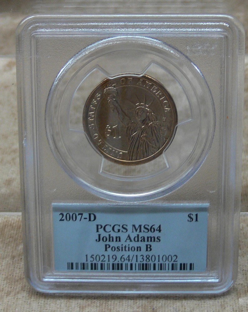 2007-D $1 JOHN ADAMS PCGS MS64 POSITION B