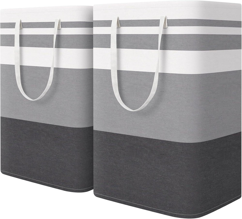 HomeHacks 2-Pack Large Laundry Basket, Waterproof, 75L, Gradient Grey