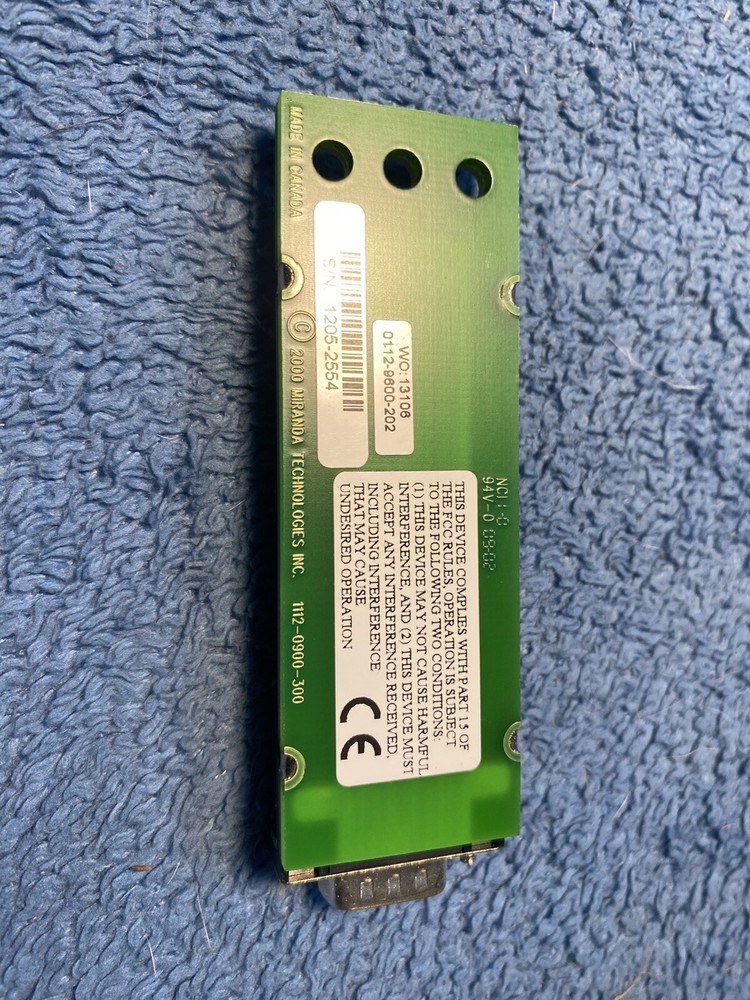 MIRANDA 0112-9600-201 INTERFACE CARD NSH15M