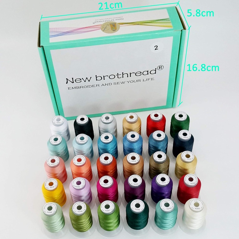 New brothread 30 Colors Polyester Embroidery Machine Thread Kit 500M (550Y) Each