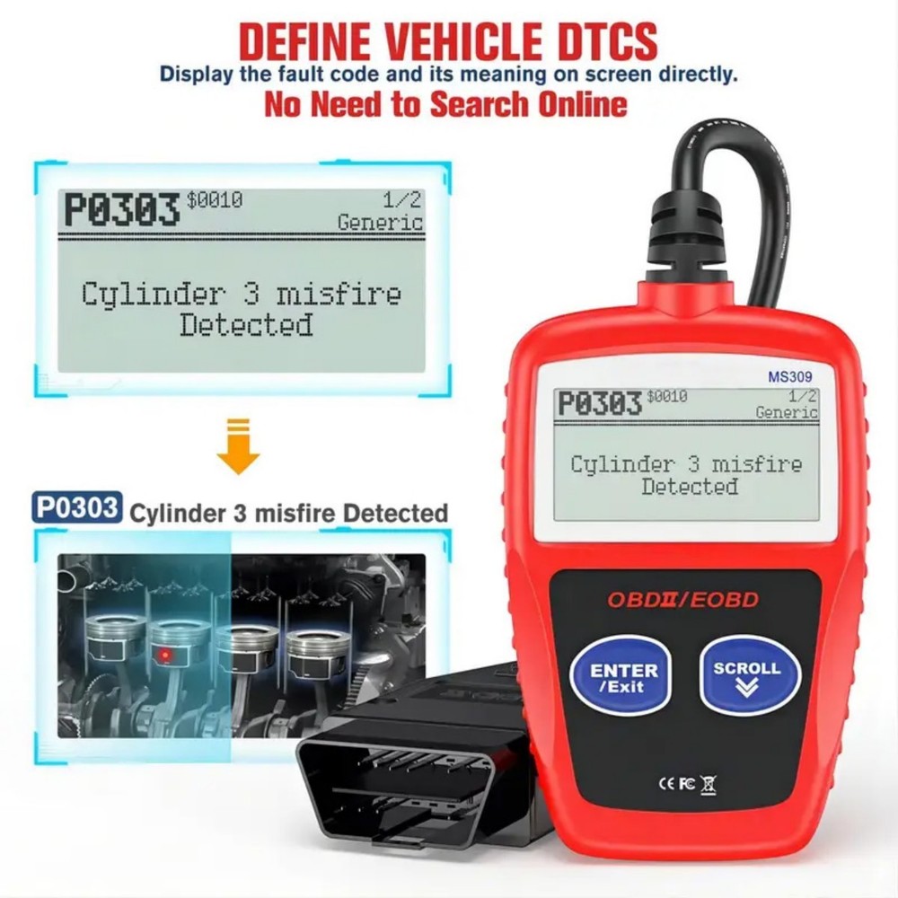 Car Diagnostic Tool - Upgraded MS309 OBD2 OBDII EOBD Fault Code Reader Scanner