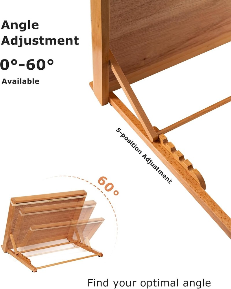 DJAR A3 Drafting Table Easel, Adjustable Portable Beech Wood Drawing Sketching B