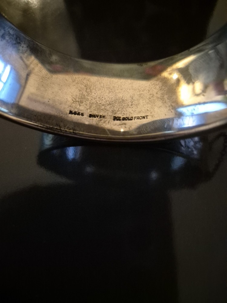 9ct Gold Front On Silver 1938 Wide Silver Bangle