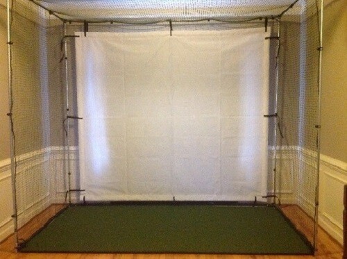 Golf Simulator Cage. POLY SPACER SCREEN. 4 SIDED NET/PADS/PANELS. 3/4"-1" FRAME