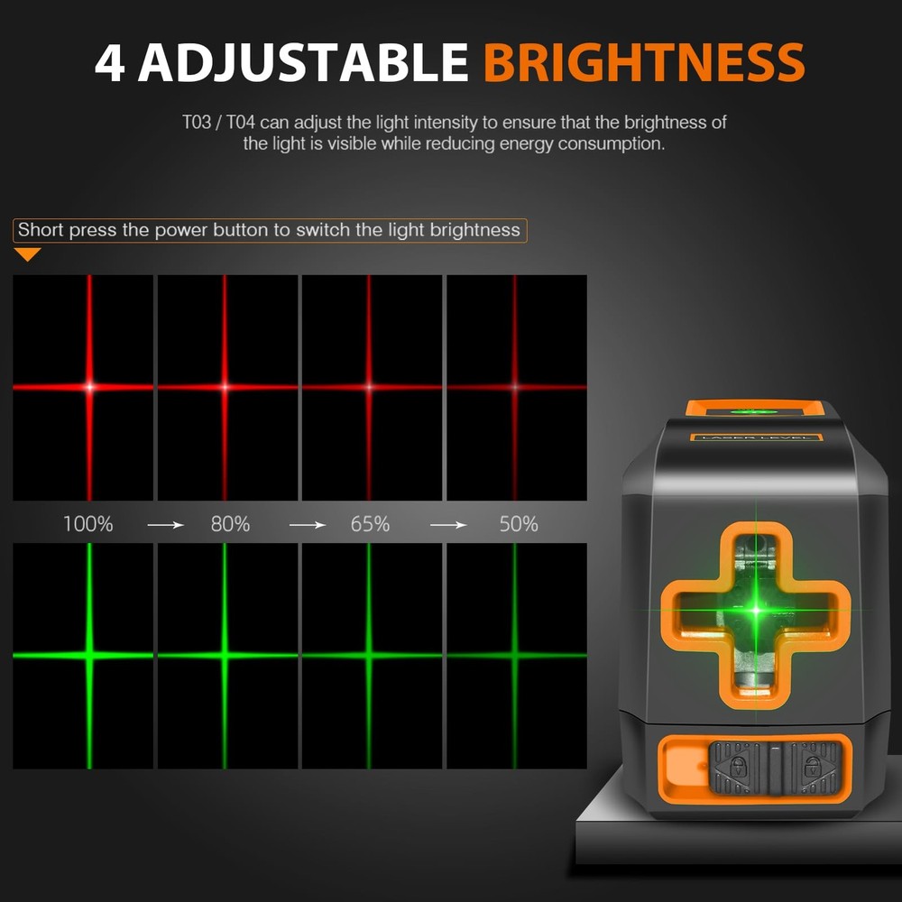 Self-Leveling Cross Line Laser Level, Green Laser with Adjustable Brightness,...