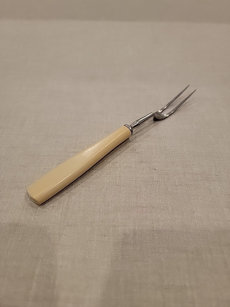 Vintage 8” Bakelite Meat Fork Butterscotch Handle