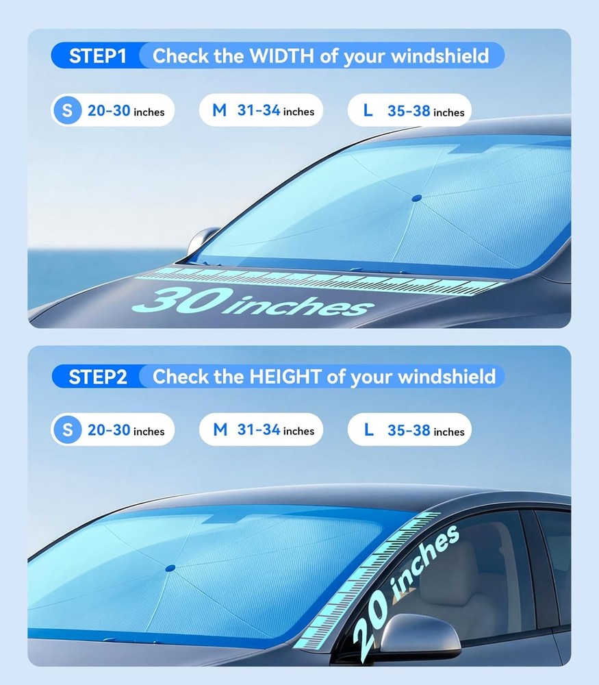 [True Dual-Layer Heat Shield] Windshield Sun Shade Umbrella - Protect Car from