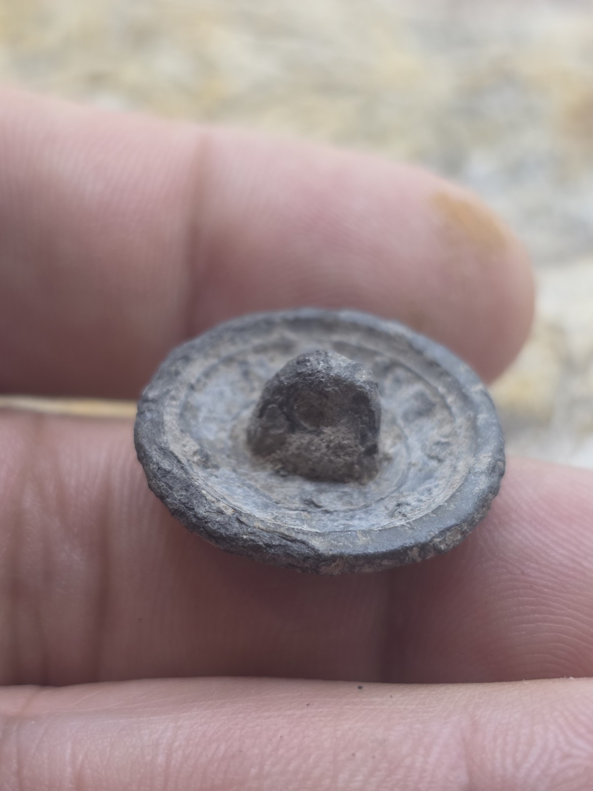 Mexico Spanish Colonial Military Pewter Button 1810s #7 Infantry Battalion