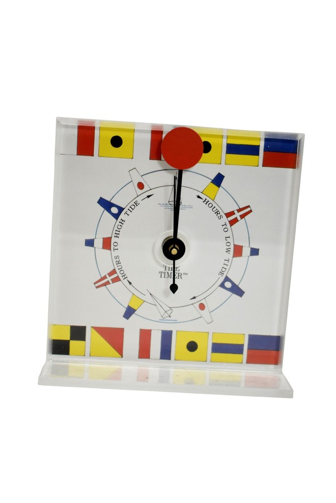 Tide Timer Nautical Flag Tide Clock Table Shelf Quartz 6in Plastic Multicolor