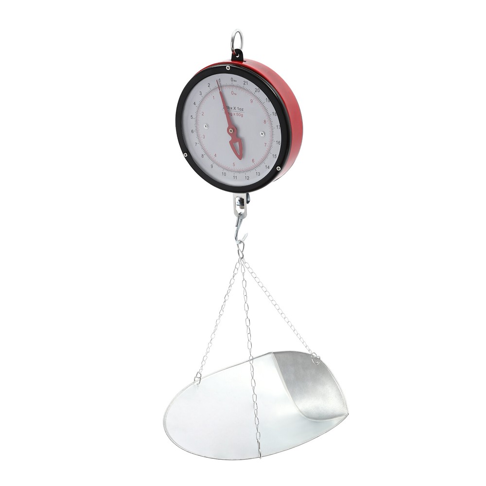 22LBS Double-Sided Dial Mechanical Hanging Scale with Scoop/Chain for Kitchen