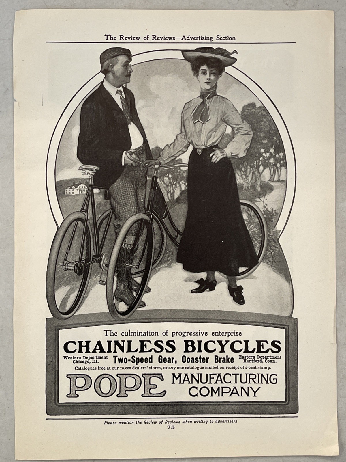 Antique Pope Manufacturing Company Bike Ad Trade Card Bicycle Tricycle Columbia
