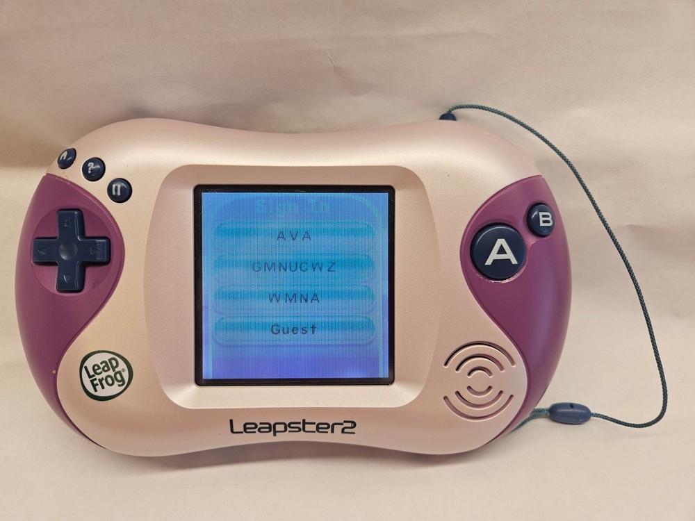 LeapFrog Leapster Learning Game System Handheld Console Purple Pink Works Games