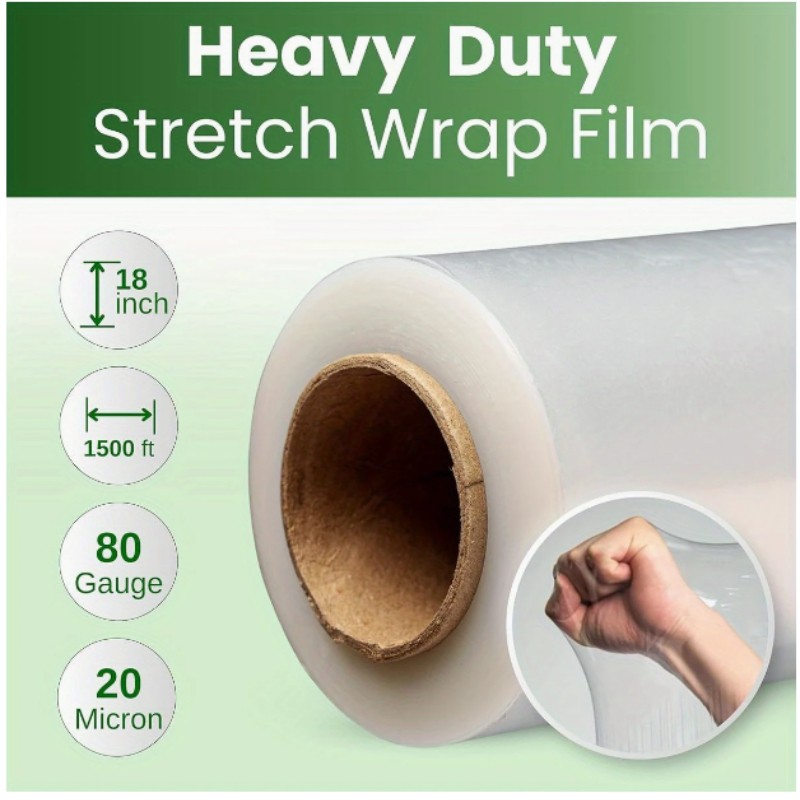 18"x1500' 80 Gauge 2-12 Rolls Pallet Stretch Film Hand Shrink Wrap 750-4500FTUSA