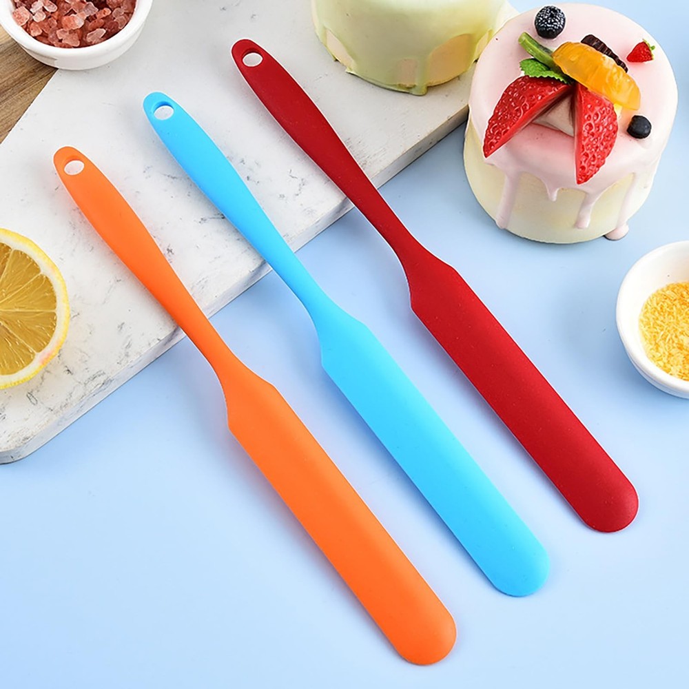 【5 Pack】Silicone Jar Spatula, Long Handle Jar Scraper Spurtle, Sou