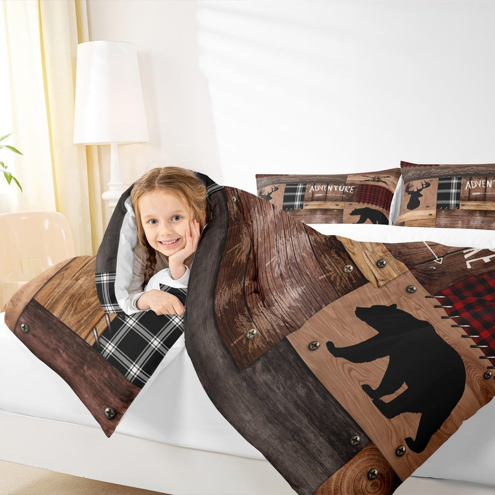 Cabin Bedding Sets Queen Size,Rustic Farmhouse Bedding Comforter Sets,Caming or