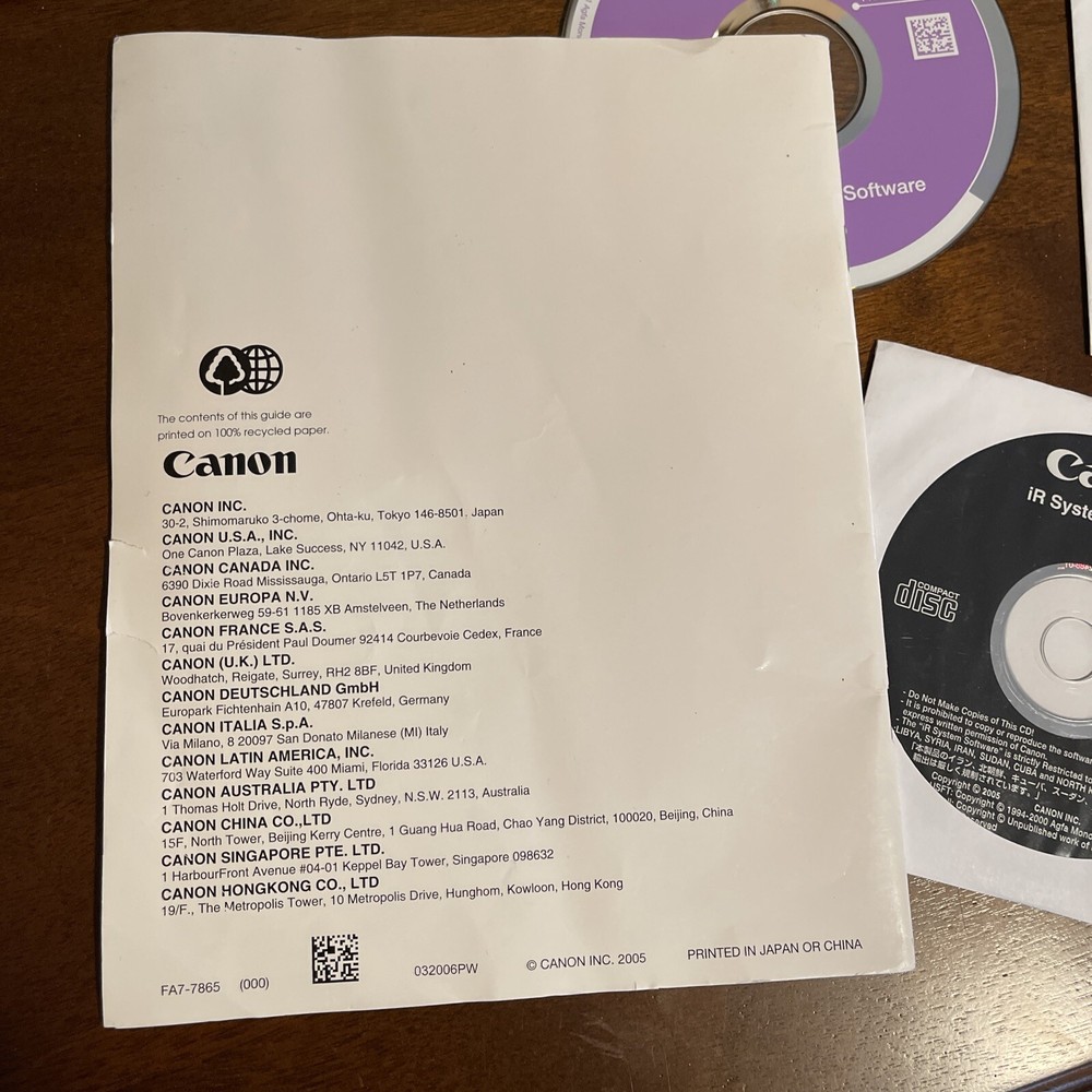 Canon Imagerunner 4530 3530 2830 2230 Network Quick Guide System Software Print