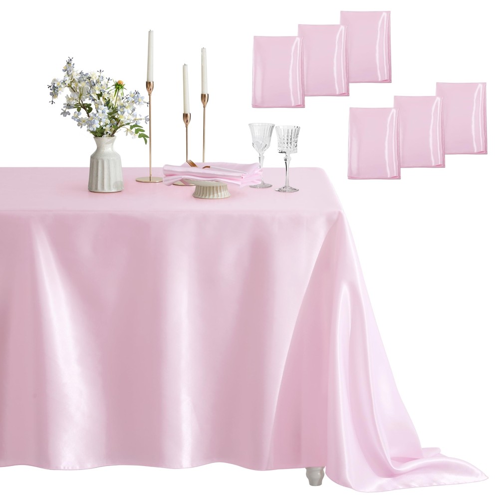 6 Pack Square Tablecloth Stain Resistant Wrinkle Free Silkly Soft Table Cloth...