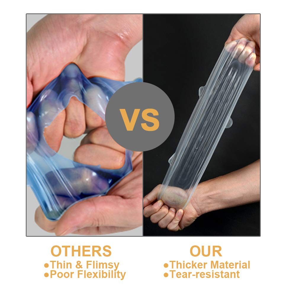 4 Pack Same Size Silicone Stretch Lids, Thicker Reusable Sturdy Silicone Cont