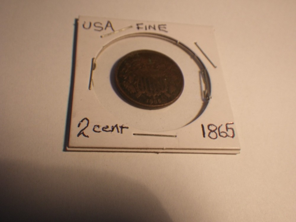 1865 US "2-Cent"- Copper Coin in Fine Condition