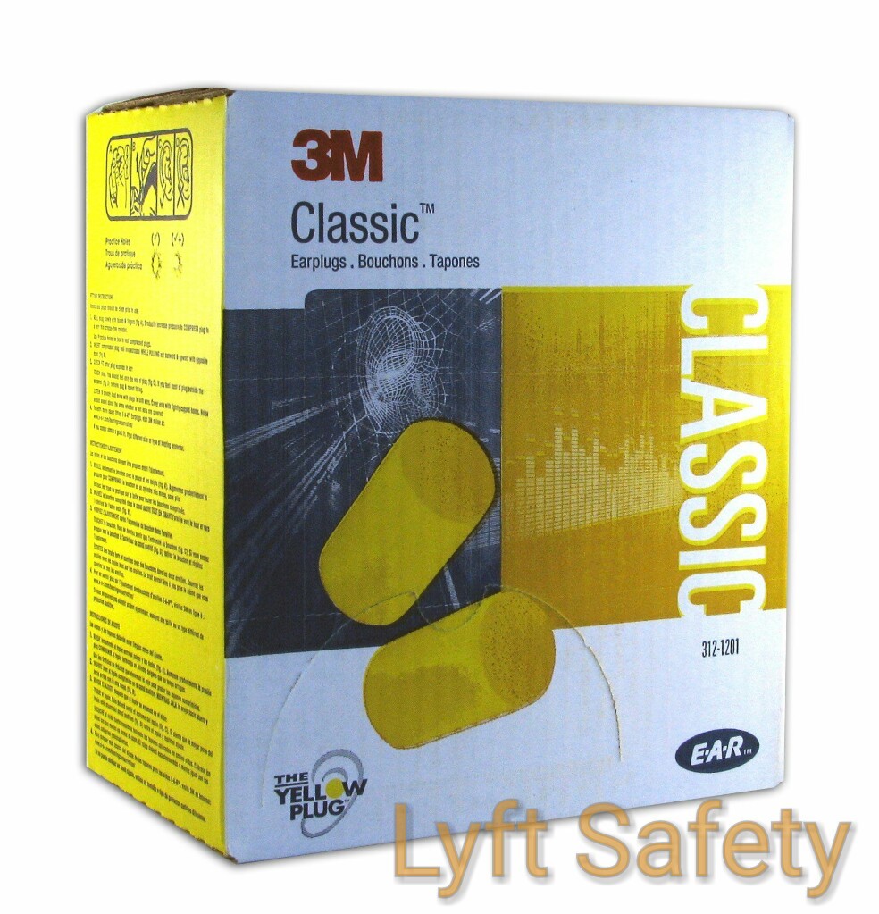 3M Ear Plugs E-A-R Classic Noise Reduction 29dB Yellow Foam PICKSIZE