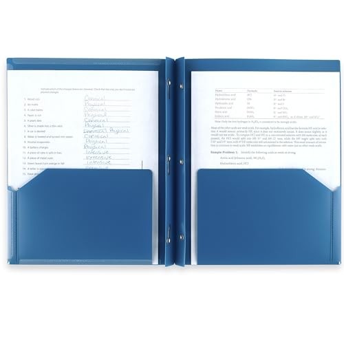 2-Pocket Folder + Study App, 4 Pack, Plastic Folder with Prong Classic Colors