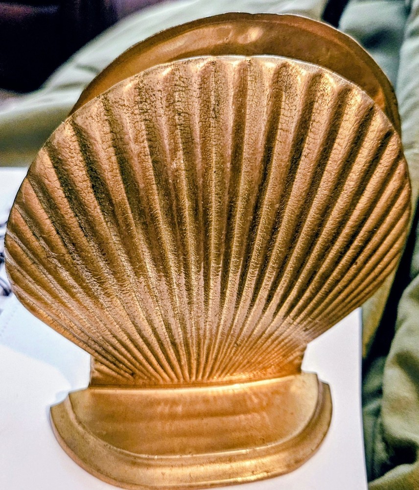 Vintage Brass Scallop Shell Bookends