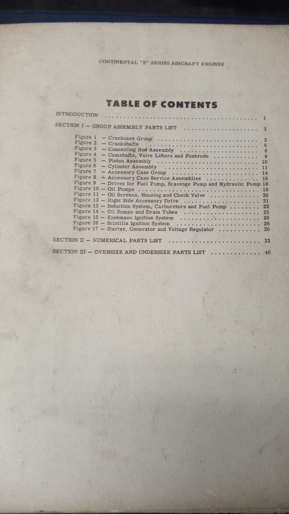 Continental E series aircraft engines models E165, E185, E225 parts catalog