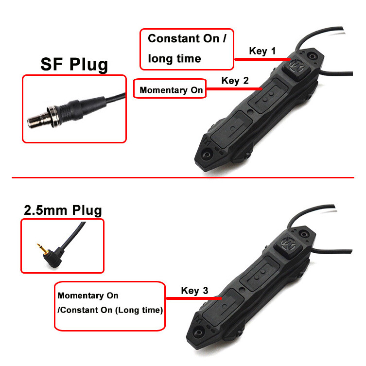 TacticalflashLight Tail Dual Control Remote Switch Crane For OGL PEQ DBAL Laser