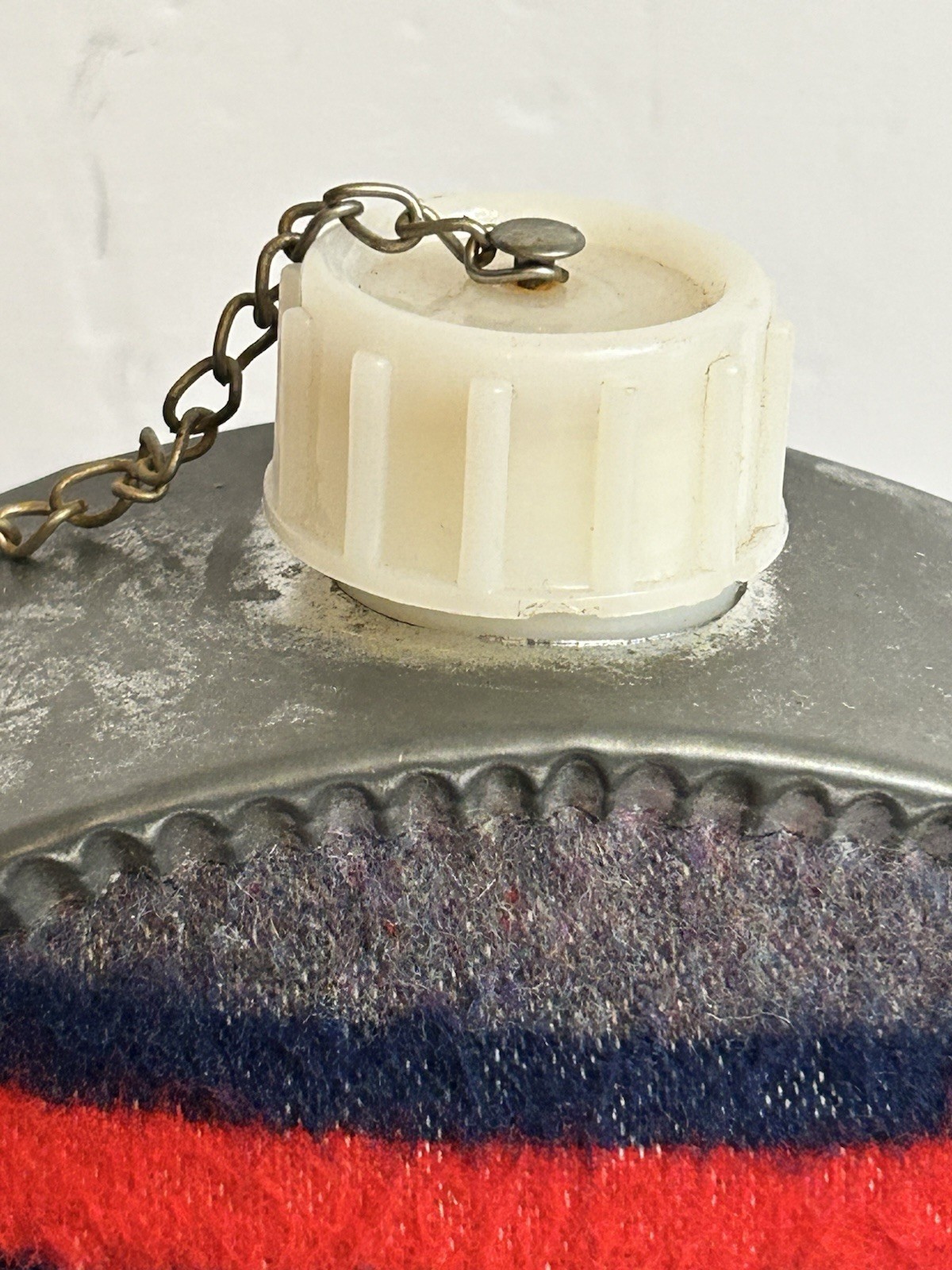 WOOL BLANKET COVERED VINTAGE METAL CANTEEN