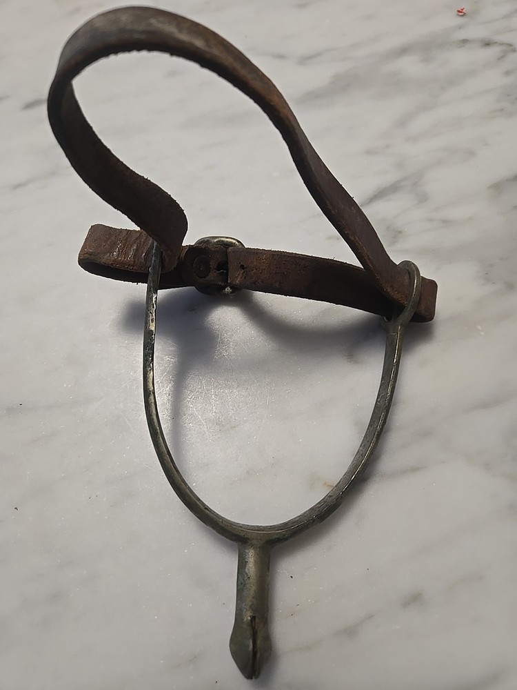 Vintage Solid Nickel Leather Spur