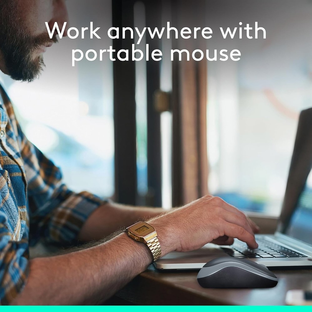 M185 Wireless Mouse - Ambidextrous Design, 1000 DPI Optical Tracking, Swift Grey