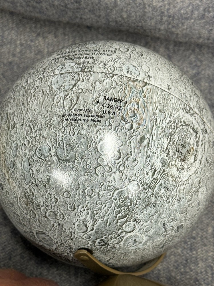 Replogle Globe The Moon Authentic 6” Model Vintage Includes Manned Landing Sites