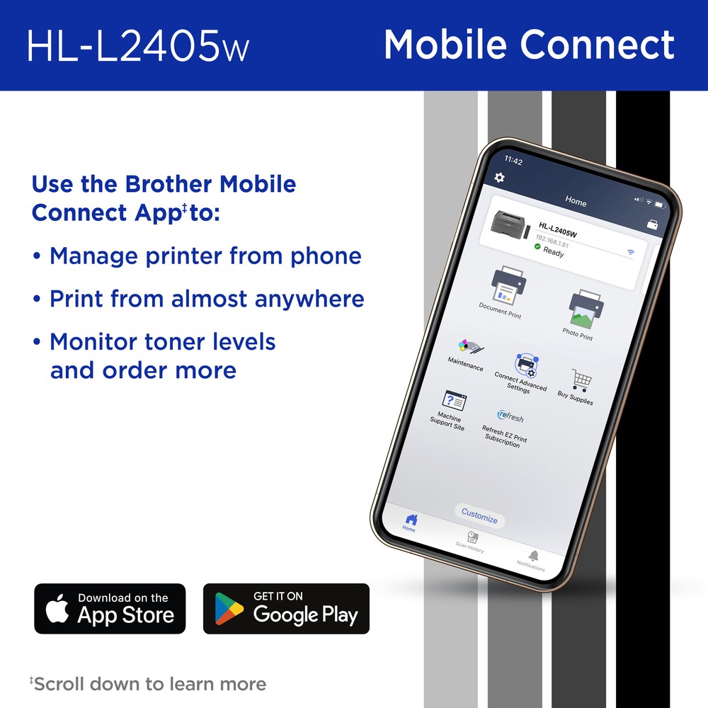 Brother - HL-L2405W Wireless Black-and-White Refresh Subscription Eligible La...