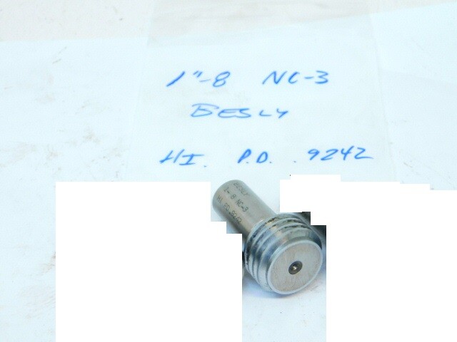 USED BESLY THREAD PLUG GAGE REPLACEABLE END 1"-8NC-3 (HI PD: .9242)