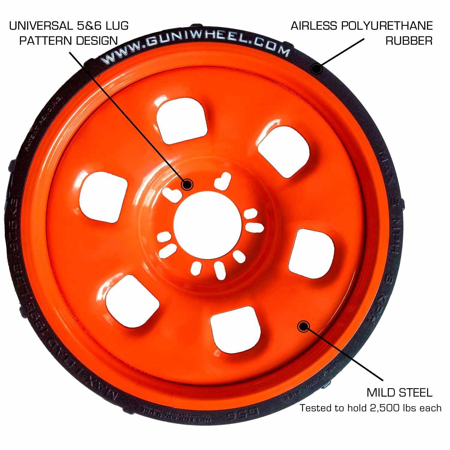 GUNIWHEEL 56 5/6 Lug Universal Vehicle Mounting System Roller Wheel Set of 4