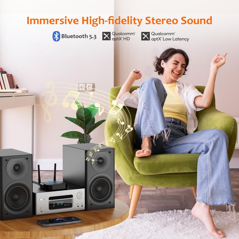 [Upgraded] B06Pro Long Range Bluetooth Receiver, HiFi Wireless Audio Adapter,...