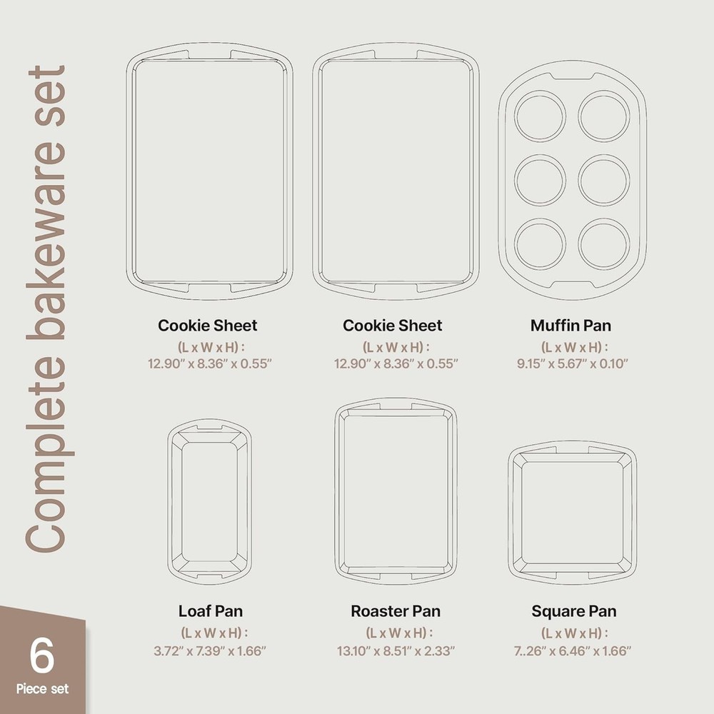 Bakken Swiss Bakeware Set – 6 Piece – Stackable Deluxe Non-Stick Baking Pans