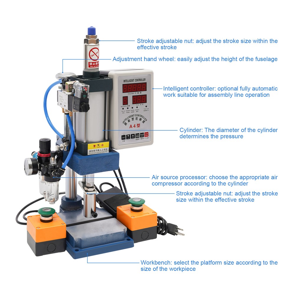 440lb Pneumatic Punch Machine Press Equipment Adjustable with Digital Controller