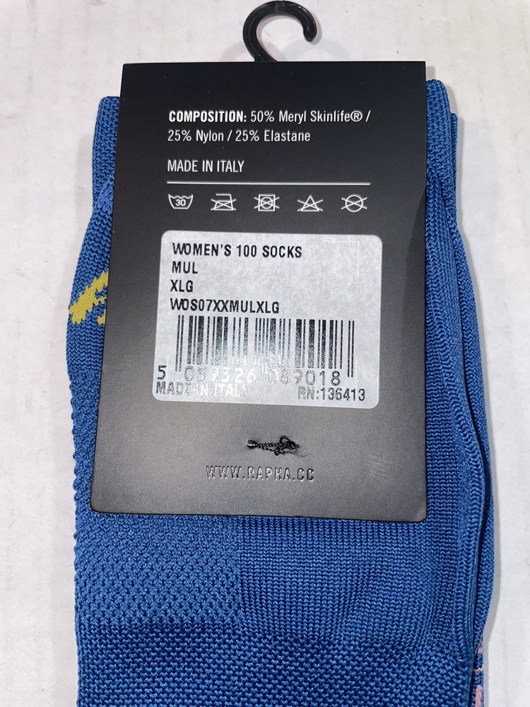 RAPHA WOMENS 100 Socks - REGULAR- Size XLG NWT