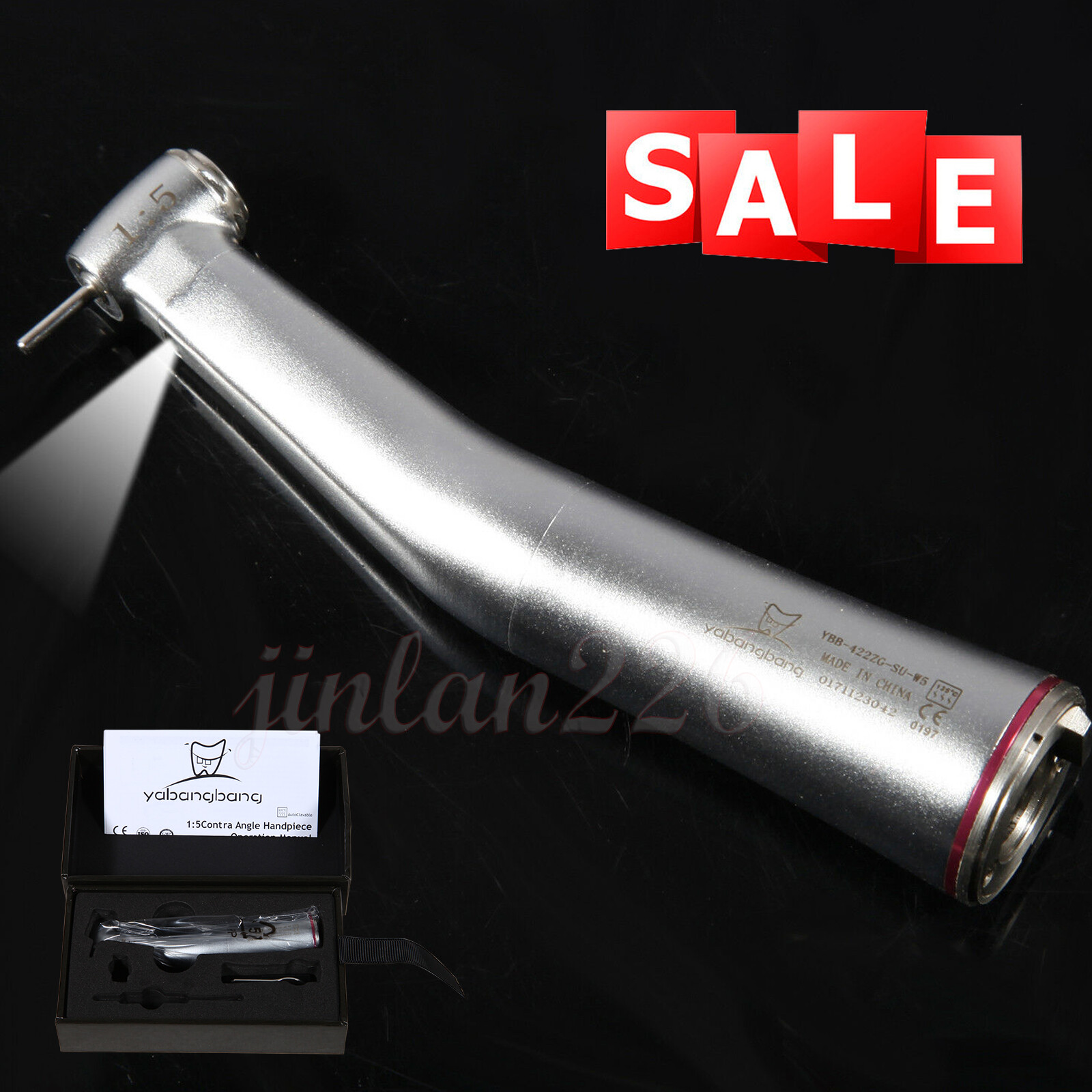 Dental 1:5 Increasing Contra Angle LED Optic Handpiece Fit NSK Electric Motor