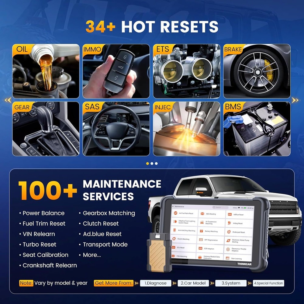 ThinkScan 689BT Car Diagnostic Tool Bidirectional OBD2 TPMS Scanner 34+ Services