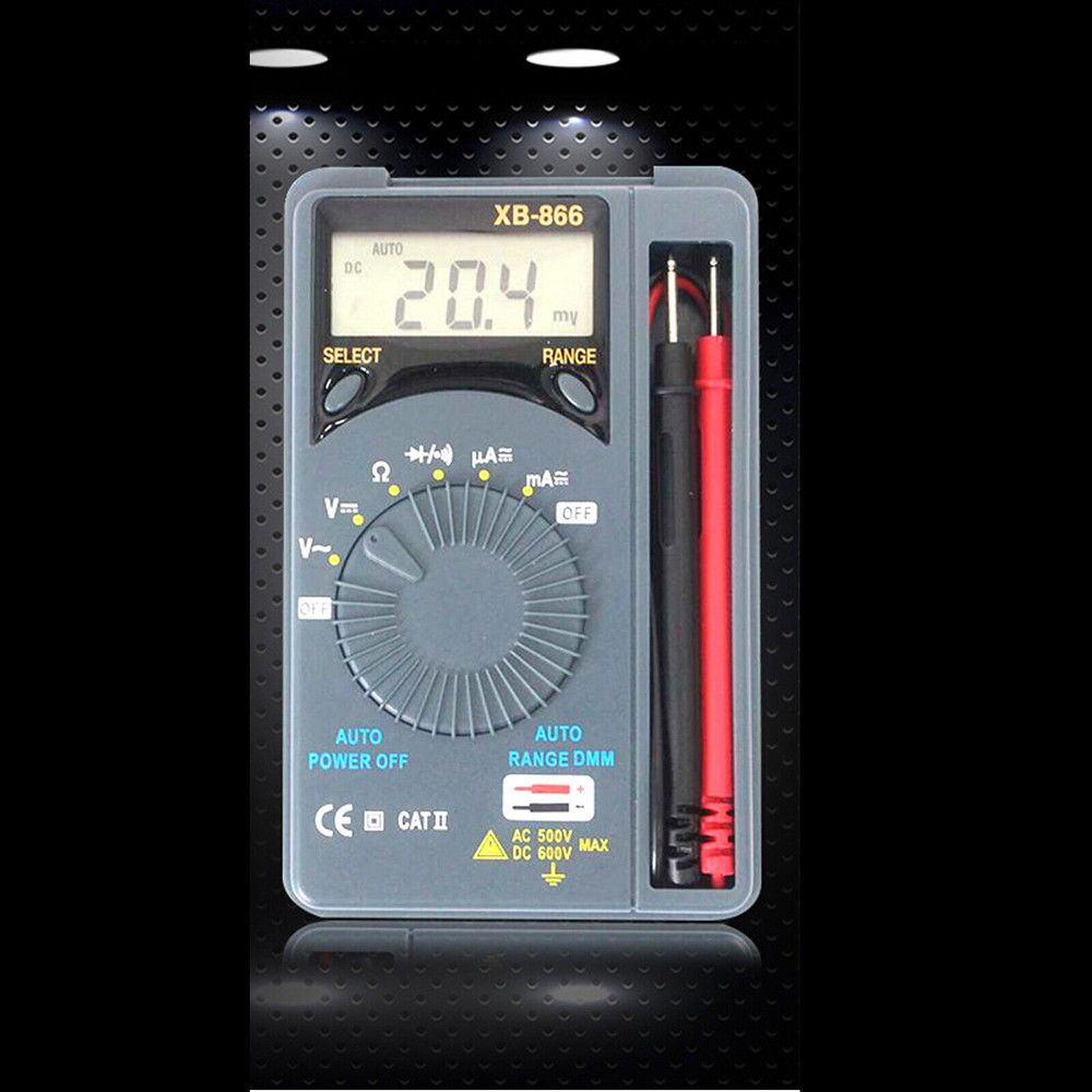 XB866 Mini Auto Range LCD Voltmeter Tester Tool AC/DC Pocket Digital MultimeteXE