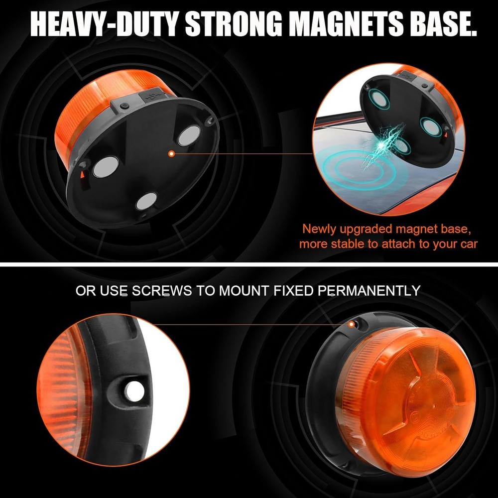 AnTom Magnetic Wireless Strobe Light, Waterproof Rechargeable LED Amber